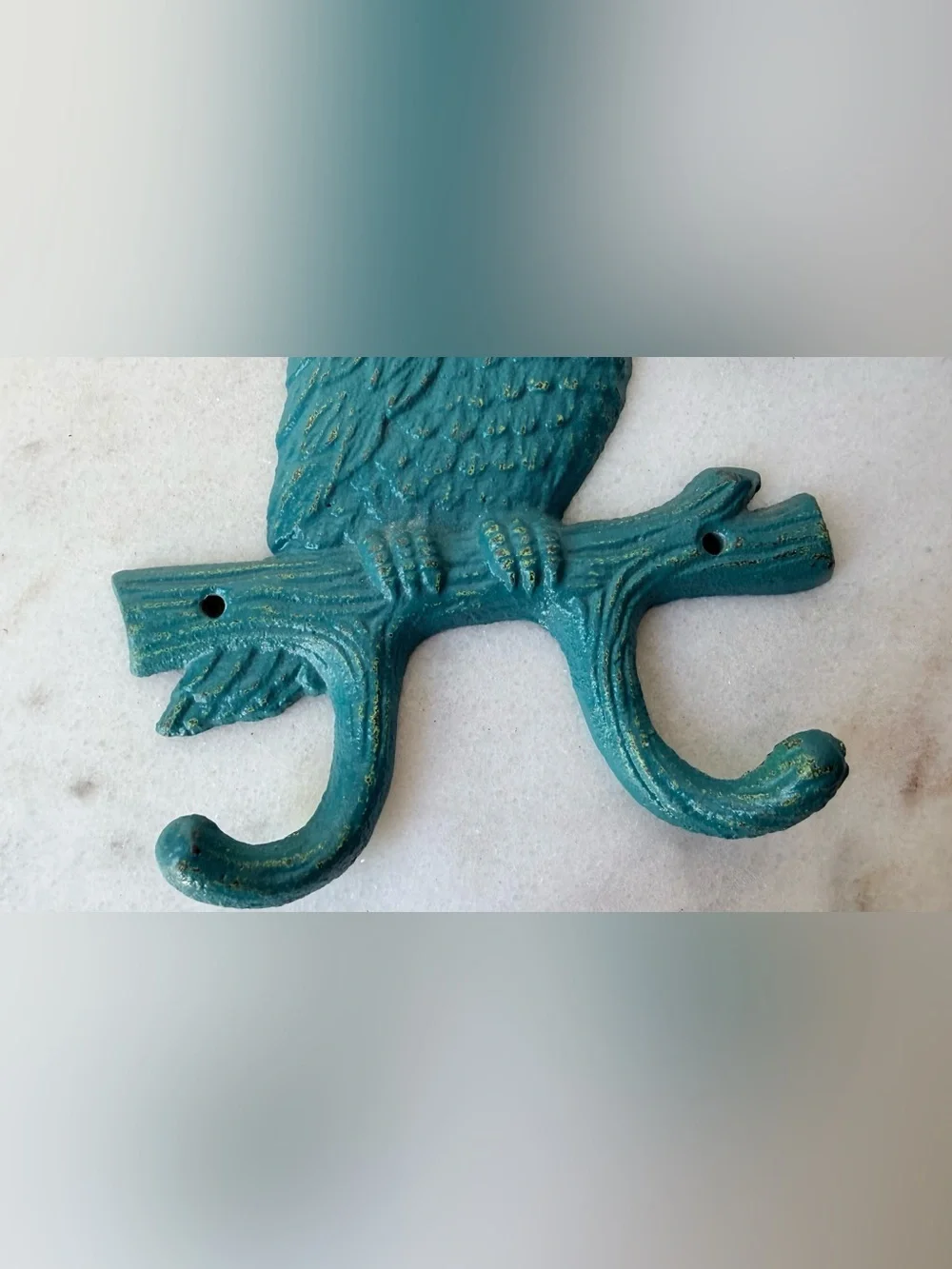 Teal Owl Wall Hook | Decorative Cast Iron Coat Hook